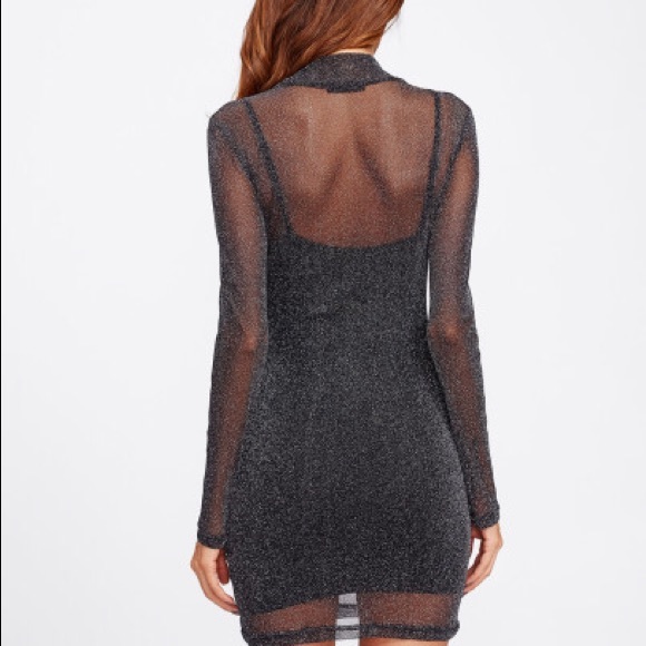 CLEARANCE ‼️BLACK Glitter Mesh Overlay - Dress - Picture 6 of 7